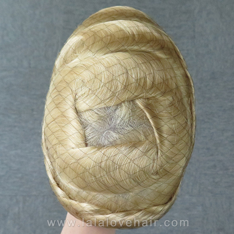 Indian Human Hair Men's Toupee Thin PU Skin Blonde NG #60 #613 Mens Hair Replacement Systems Monofilament Wigs