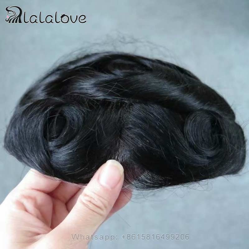 Bond-Toupee Mono On Top With PU Front & NPU Back Base Toupee For Men Male Hair Prosthesis Natural Human Hair Men's Wigs Systems