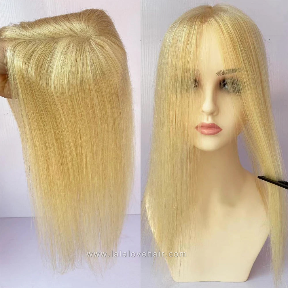14x16cm Center Parting Human Hair Toppers Lace with PU System Replacement Women Toupee #613 Color