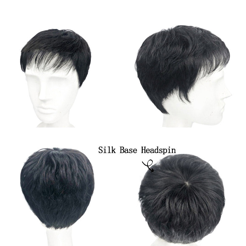 Short Natural Wear and Go Glueless Human Hair Wig for Men Human Hair Ready To Wear Wig
