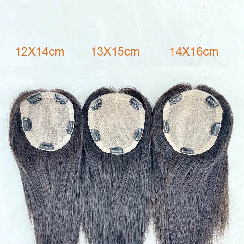12x14cm & 13x15cm & 14x16cm Women Toupee Skin Silk Base Virgin European Human Hair Topper for Bald Thin Hair Fine Hairpiece