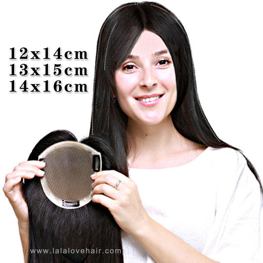 12x14cm & 13x15cm & 14x16cm Women Toupee Skin Silk Base Virgin European Human Hair Topper for Bald Thin Hair Fine Hairpiece