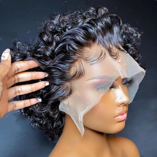 Pixie Cut Wigs Human Hair Short Curly 13x4 & 13*1  Lace Front Human Hair Wigs