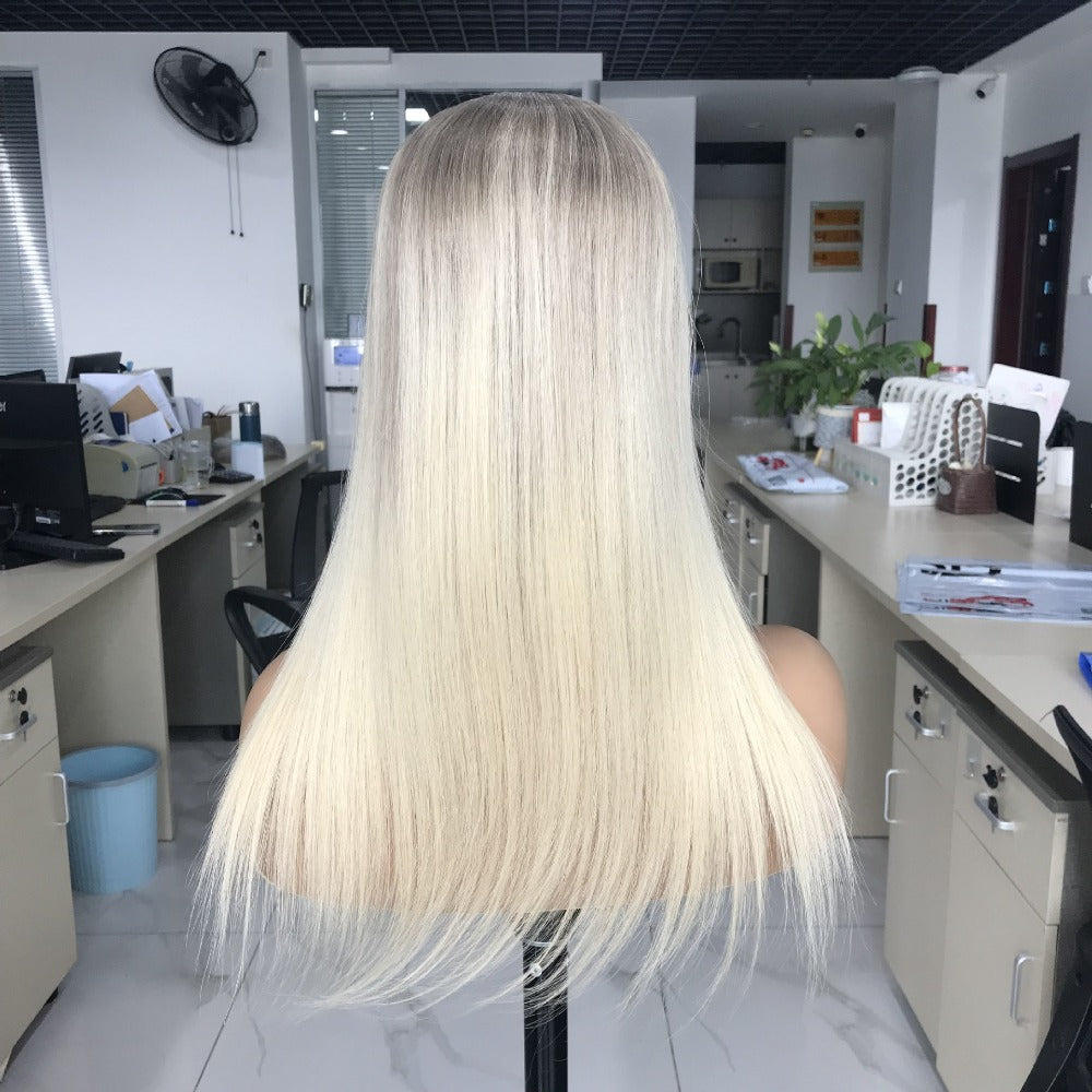 Women Hair Topper Extensions Real Human Hair Crown Toupee Clip on Blonde Highlight Hair Pieces