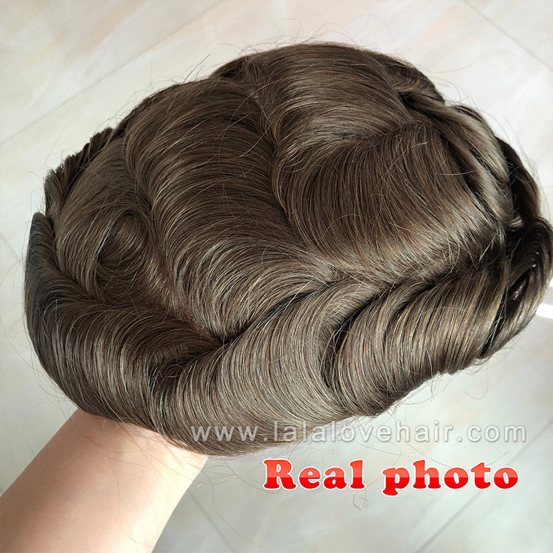 Mono Silk Base PU Around Natural Remy Human Hair system Men's Toupee hair replacement wigs european hair toupet hairpiece toupee