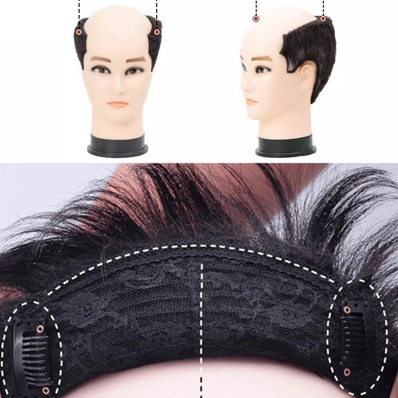 16x18cm Natural Human Hair Toupee with 3 Clips on Short Hair Replacement System Hairpiece Wig for Men Baldness