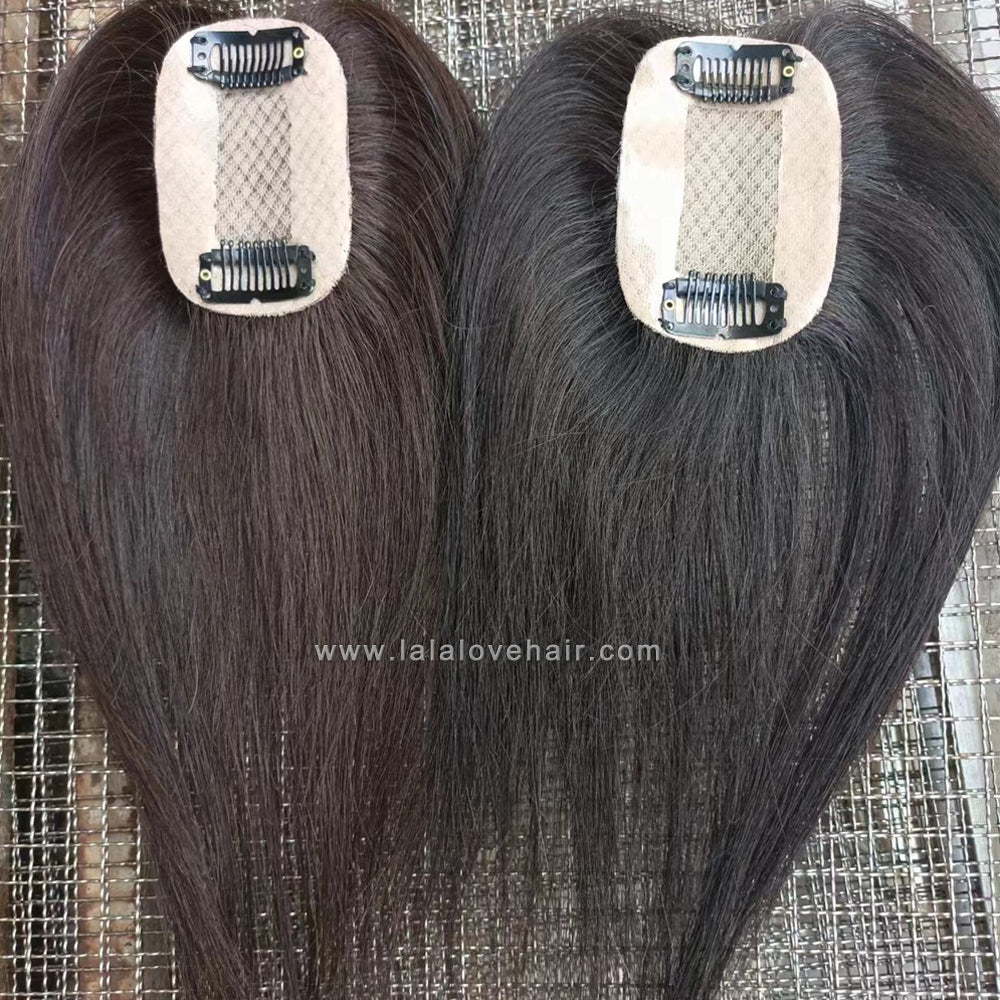 5x8cm Hand Tied Silk Base Virgin Hair Toppers 2 Clips For Women Silkty Straight Natural Scalp For Thinning Hair