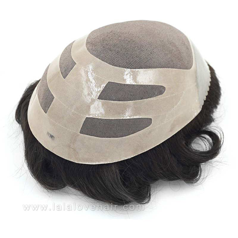 Bond-Toupee Mono On Top With PU Front & NPU Back Base Toupee For Men Male Hair Prosthesis Natural Human Hair Men's Wigs Systems
