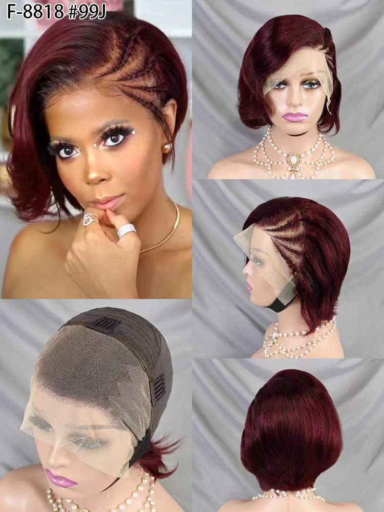 13*4 Full Frontal Wig Pixie Cut Human Hair Wig 9 color available