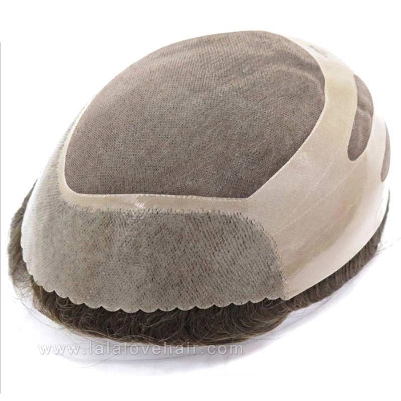 Bond-Toupee Mono On Top With PU Front & NPU Back Base Toupee For Men Male Hair Prosthesis Natural Human Hair Men's Wigs Systems