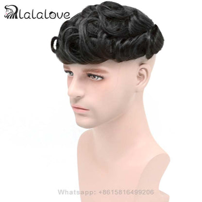Bond-Toupee Mono On Top With PU Front & NPU Back Base Toupee For Men Male Hair Prosthesis Natural Human Hair Men's Wigs Systems
