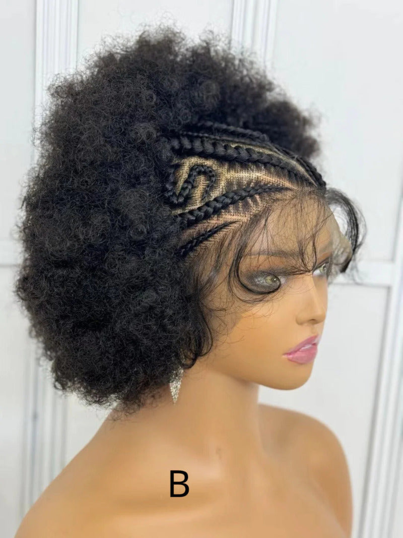 Synthetic Lace Front Braided Wig Short Curly Braided Wigs for Black Women Kontless Box Braiding Wigs Afro Kinky Curly Hair Wig