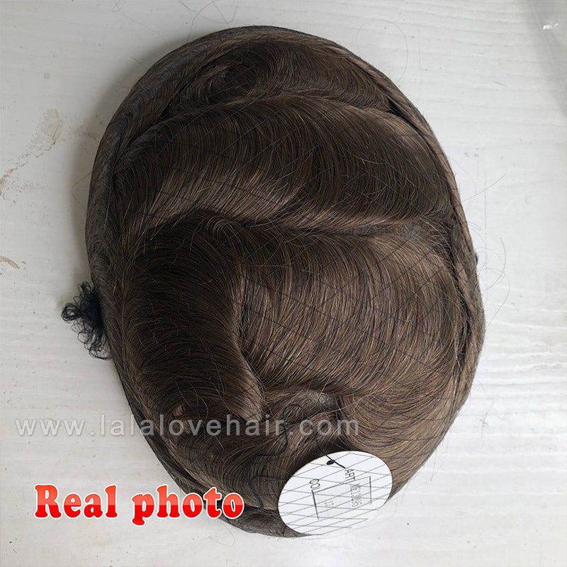 Mono Silk Base PU Around Natural Remy Human Hair system Men's Toupee hair replacement wigs european hair toupet hairpiece toupee