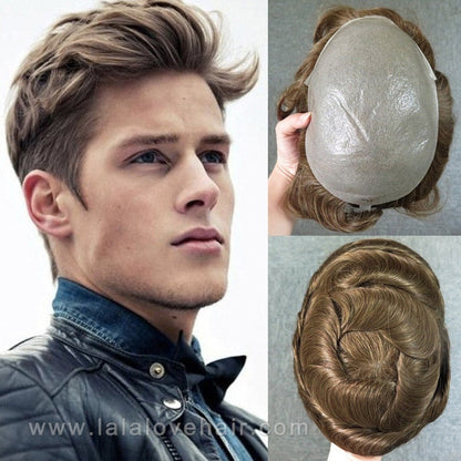 Mono Silk Base PU Around Natural Remy Human Hair system Men's Toupee hair replacement wigs european hair toupet hairpiece toupee