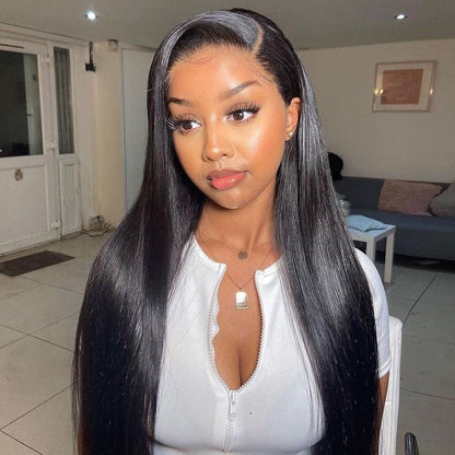 180% 210% Silky Straight Human Hair 4x4 13x4 13x6 Full Frontal lace Wigs