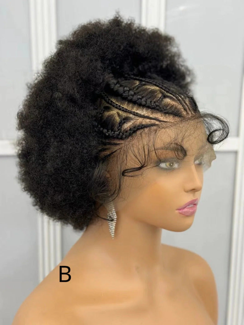 Synthetic Lace Front Braided Wig Short Curly Braided Wigs for Black Women Kontless Box Braiding Wigs Afro Kinky Curly Hair Wig