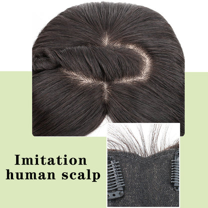 8x12cm Human hair replacement Toupee invisible to cover white hair natural top wig patches for women