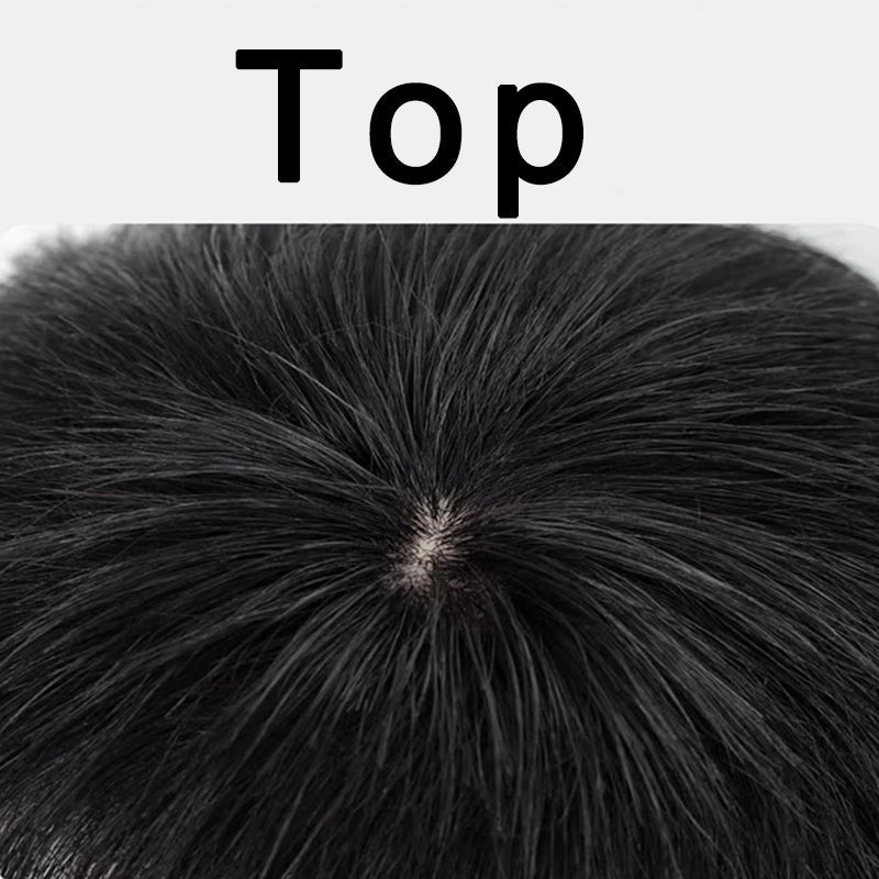 16x18cm Natural Human Hair Toupee with 3 Clips on Short Hair Replacement System Hairpiece Wig for Men Baldness