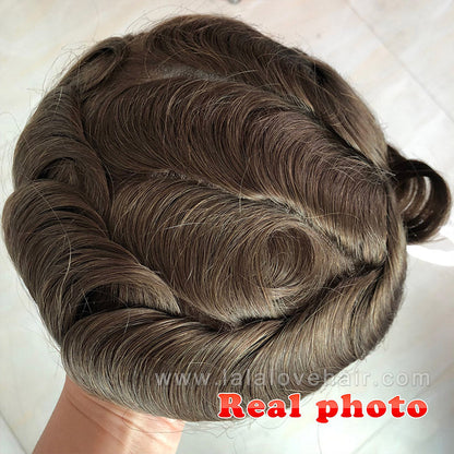 Mono Silk Base PU Around Natural Remy Human Hair system Men's Toupee hair replacement wigs european hair toupet hairpiece toupee