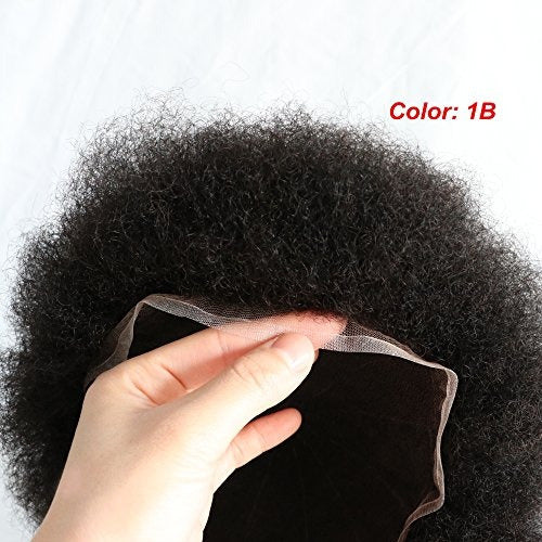 Afro Toupee For Black Men Weave Full Lace Mens Toupee Kinky Curly Human Hair Replacement System Bleached Knots With Natural Hair