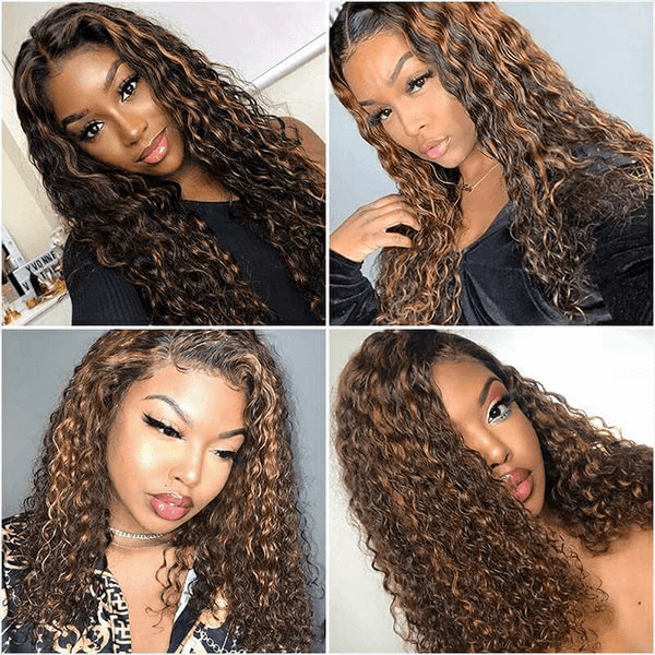 13x4 Frontal / 4x4 Lace Closure Wig #4/27 Highlight Piano Color Water Wave Lace Wig