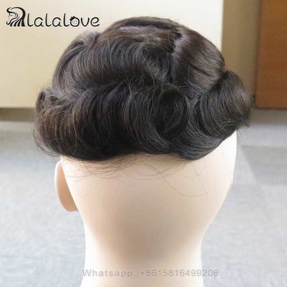 Invisible V-loop front Thin Skin Base Men's Capillary Prosthesis 0.06mm Thick Human Hair System Men Toupee Natural Hairline