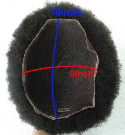 Afro Toupee For Black Men Weave Full Lace Mens Toupee Kinky Curly Human Hair Replacement System Bleached Knots With Natural Hair