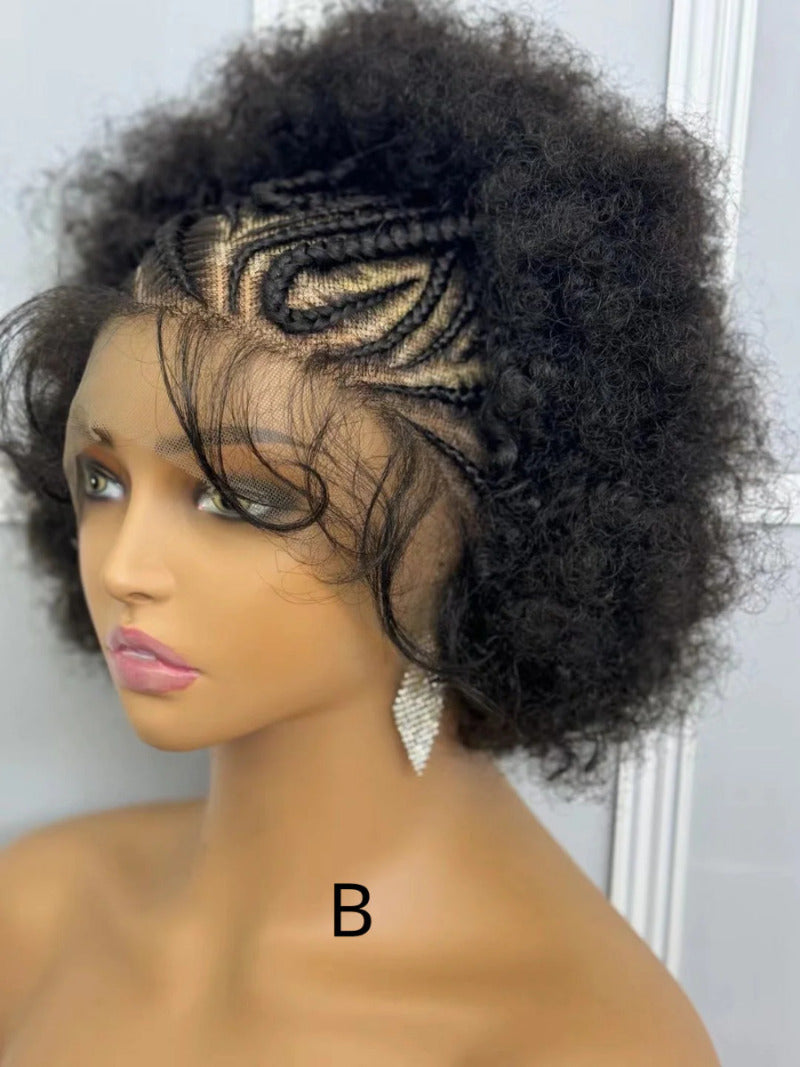 Synthetic Lace Front Braided Wig Short Curly Braided Wigs for Black Women Kontless Box Braiding Wigs Afro Kinky Curly Hair Wig