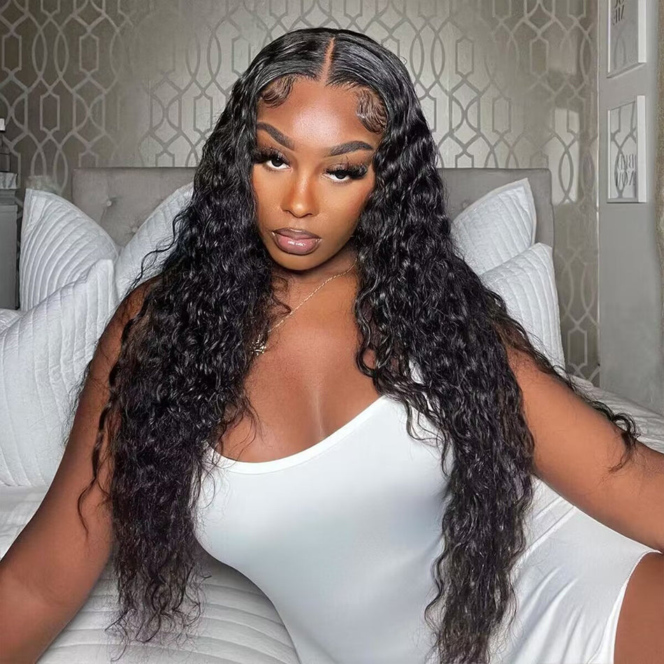 180% 210% Water Wave 13x4 & 13x6 Full Frontal Lace Wig Natural Color Human Hair Wigs