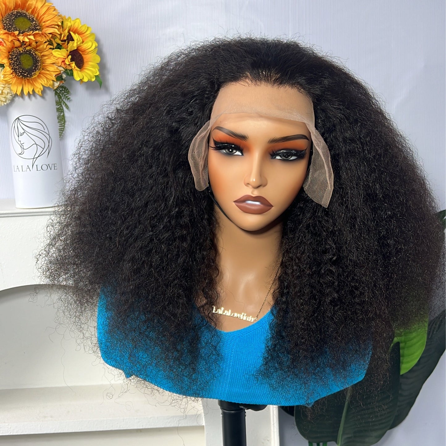 300% Full Density Afro curly Human hair 13x4 Lace Frontal wig 20"