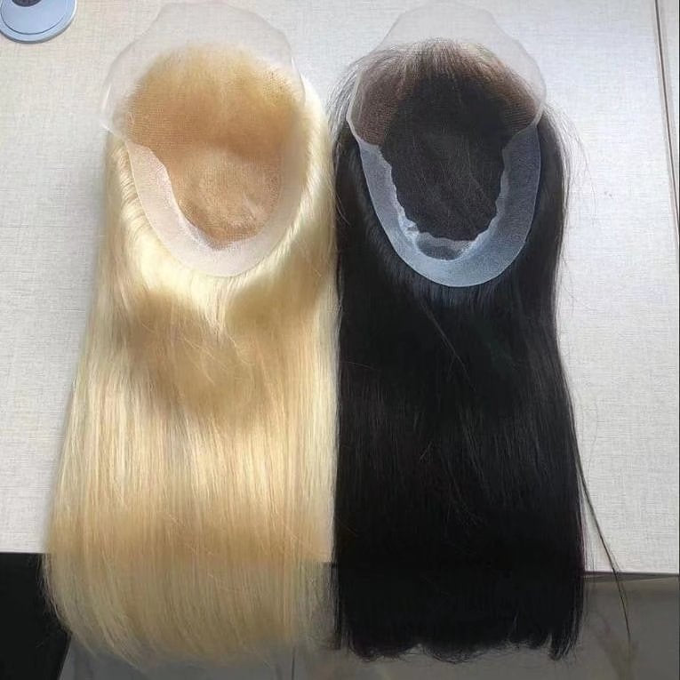 Q6 European Human Hair Topper Premium Human Hair Toupee for Women Swiss Lace With PU