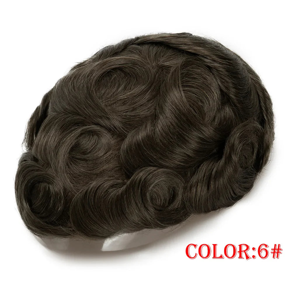 Q6 Lace Toupee Men Europe Human Hair Man Wig Male Wig Swiss Lace Front Wig With Pu Men Hair Replacement System Unit Natural Hair