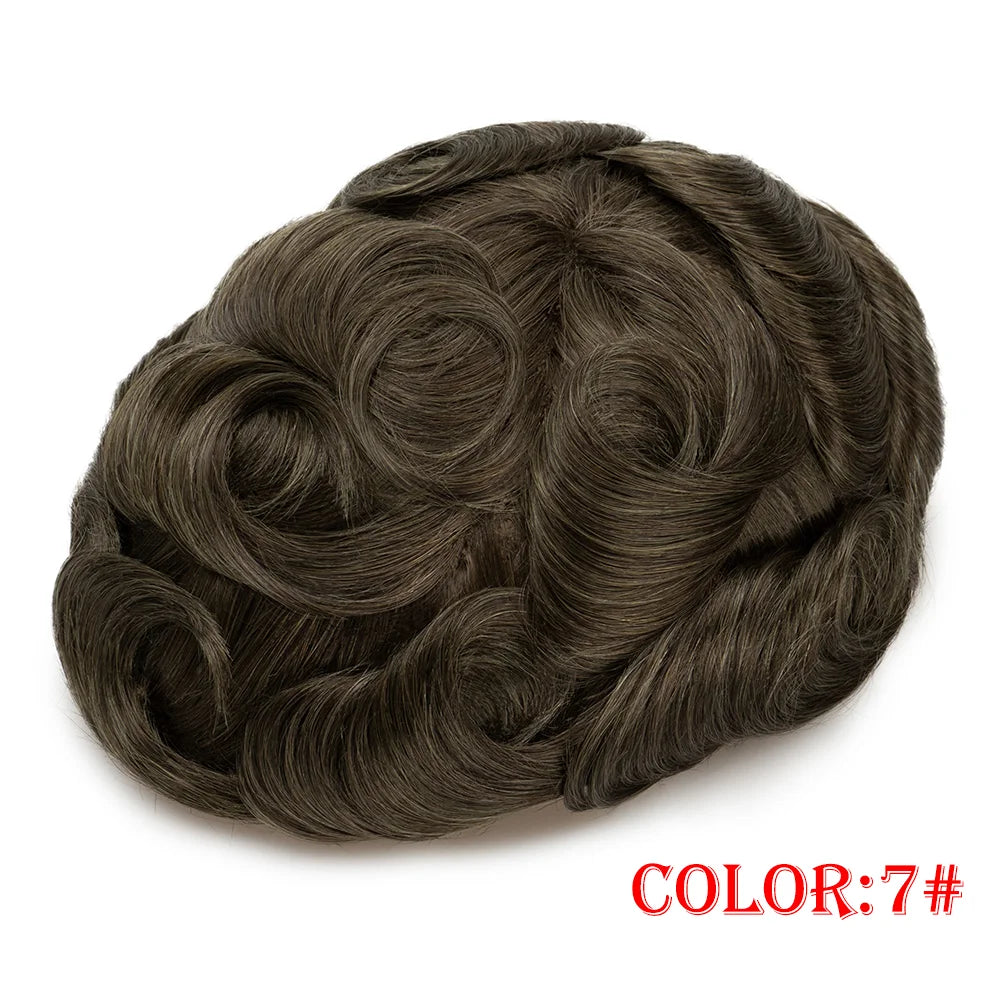 Q6 Lace Toupee Men Europe Human Hair Man Wig Male Wig Swiss Lace Front Wig With Pu Men Hair Replacement System Unit Natural Hair