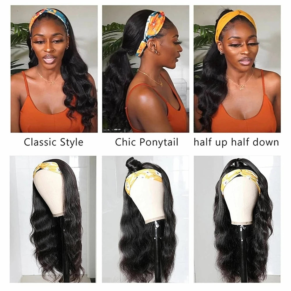 Body Wave 180% Density Headband Wigs Human Hair Wigs