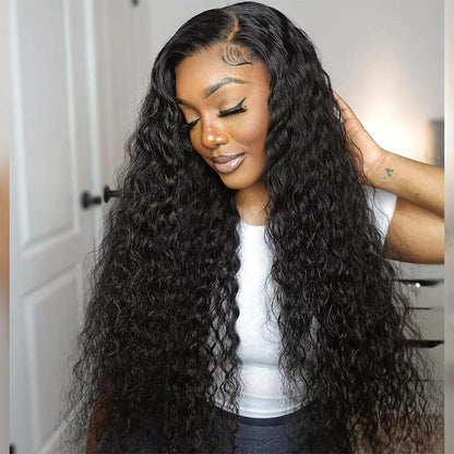 180% 210% Water Wave 13x4 & 13x6 Full Frontal Lace Wig Natural Color Human Hair Wigs