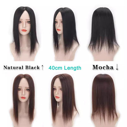 Multi Size Human Hair Silky Straight Women Topper Hair Pieces Clips in Women Toupee