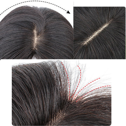 8x12cm Human hair replacement Toupee invisible to cover white hair natural top wig patches for women