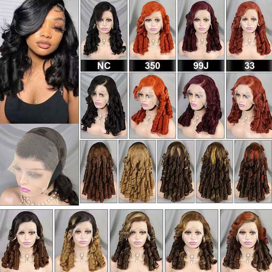 300% Density 13*4 Full Frontal Wig Egg Wave 18inch Human Hair Double Drawn Wig 9 Color Available