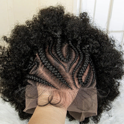 Synthetic Lace Front Braided Wig Short Curly Braided Wigs for Black Women Kontless Box Braiding Wigs Afro Kinky Curly Hair Wig