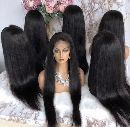 180% 210% Silky Straight Human Hair 4x4 13x4 13x6 Full Frontal lace Wigs