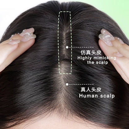 7x9cm Human Hair Piece for Women Toupee Covering White Hair Center Parting Shaped Bangs for Women Thin Hair Replacement